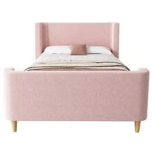 Upholstered Children's Bed, Single Bed, Cosmic Pattern Sleigh Bed, 90 X 200 Cm, For Boys And Girls, Pink, Velvet (Mattress Not Included) - Pink + Velvet - View 4
