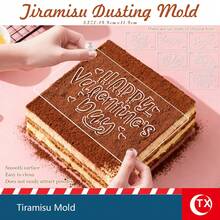 情人节提拉米苏蛋糕撒粉板，长方形提拉米苏烘焙工具，带有甜蜜情人节和婚礼祝福语的简易蛋糕撒粉模具，易于使用，适合蛋糕新手，可重复使用，非常适合制作情人节蛋糕和婚礼蛋糕，甜蜜的家庭提拉米苏辅助工具，蛋糕制作撒粉板。 - 彩色 - 查看 2