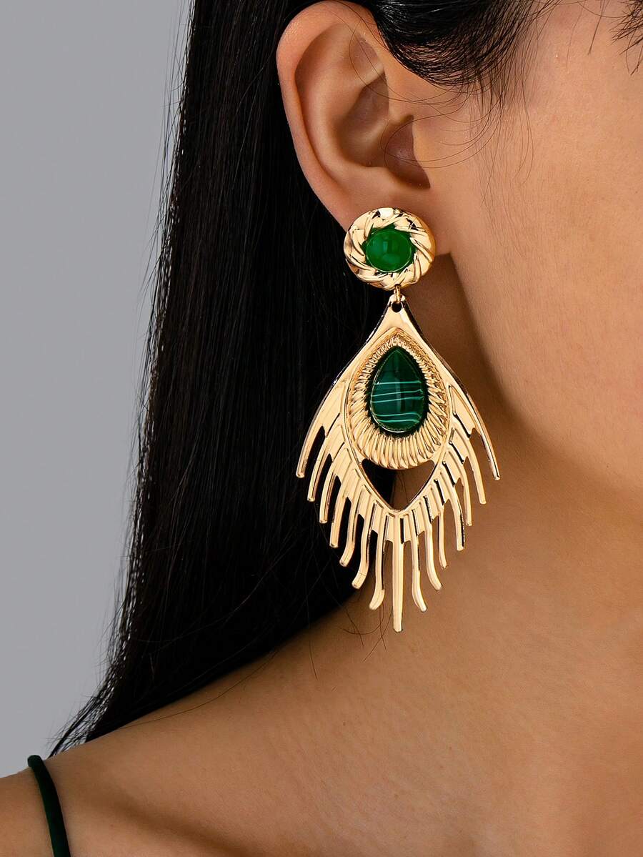 1 Cặp bông tai nữ phong cách Bohemian cổ điển cá tính đa năng - Nhiều màu - Xem 1