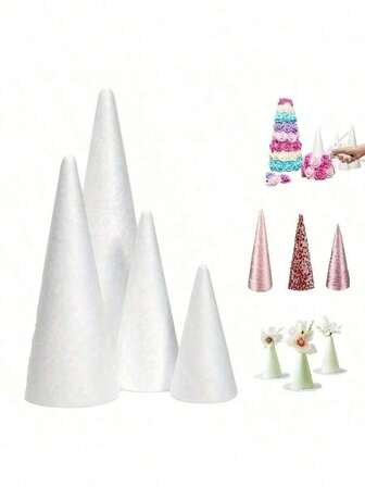 1 buc con mare din spumă solidă albă, artizanat, conic, consumabile de sărbători DIY, decor de Crăciun/zi de naștere din spumă PS, recuzită pentru evenimente, vârf de brad de Crăciun, decorațiune de Crăciun în formă de con, cadou manual de Crăciun, Anul Nou, Ziua Recunoștinței, Ziua Îndrăgostiților