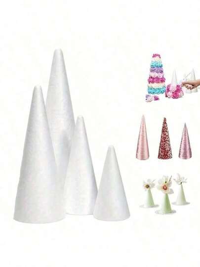 1 Stück großer weißer massiver Schaumkegel, Handwerkskunst konischer DIY Feiertags-Zubehör, PS-Schaumstoff Weihnachts-/Geburtstags-Szenen Dekoration, Veranstaltungsrequisite, Weihnachtsbaum Topper, kegelförmige Weihnachtsdekoration, Weihnachten, Neujahr, Thanksgiving, Valentinstag Handgemachtes Geschenk