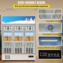 Refrigerador comercial, refrigerador vertical para bebidas, puerta de vidrio con luz LED para el hogar, tienda, gimnasio u oficina, (35 pies cúbicos puerta batiente triple) - 35 pies - Ver 6