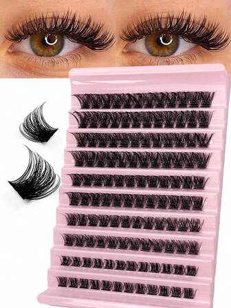 120 st. D-curl klusterögonfransar, längd 8-16 mm, blandad volym, individuella fransförlängningar, naturligt utseende, fluffiga, återanvändbara klusterögonfransförlängningar, julklapp till kvinnor och flickor