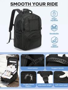 Expandable Compression Carry On Backpack Vacuum Travel Backpack Multi-Pocket Waterproof Laptop Daypack Flight Approved Black Bag-Save Space With Pump - Black - View 7