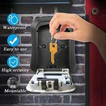 Outdoor Flip Key Lock Box, Waterproof Wall Mounted Metal And Plastic Key Storage With 4-Digit Resettable Combination Access, Ultra-Secure Key Hider With Protective Cover, Upgraded Large Capacity Password Box For House/Car Keys, ID Cards, Perfect For Home, Outside, Garage, Office, Hotel, Emergency, Travel, And Renovation Security, No Power Needed - Black - View 7