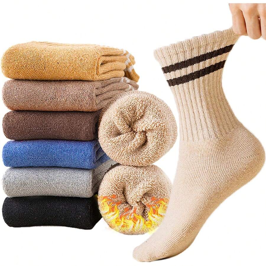 ¡Recomendado6 Pares Calcetines Térmicos de Invierno,Calcetines Lana de Invierno para Hombres y Mujer de Rizo Gruesos y Suaves,Calcetine retro casual Perfecto Tanto para Transpirable y antitranspirante¡Top de Temporada - B - Ver 1