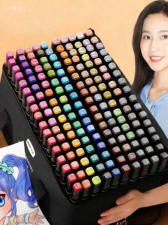 K-Pop Dual-Tip Premium Marker Set - Multifunktionella konstpennor för teckning, skissering och serietidningsdesign på kartong | Smidiga markörer för professionella och hobbykonstprojekt, perfekta för illustration, kreativt hantverk och grafiska layouter