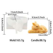 Moldes de silicona con diseños de animales, moldes lindos de caballo/ciervo/vaca acostados - Desmoldeo fácil y duradero para velas aromáticas/yeso/resina/manualidades de arcilla, suministros para hacer velas, decoración del hogar - Blanco - Ver 5