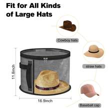 Extra Large Gray Oxford Cloth Foldable Dustproof & Moistureproof Hat Organizer With Zipper For Travel And Wardrobe - Gray - View 4