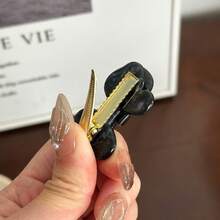 High-End Acetate Small Side Clip Butterfly Inlaid Diamond Hair Clip Duckbill Clip Sweet Side Clip Versatile Hair Clip Hair Accessory - Sọc xanh và hồng - 4,5cm - Xem 6