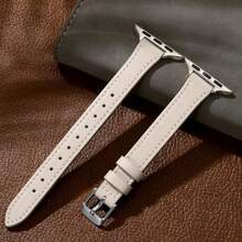 Band, Women's Ultra-Thin Leather Strap, Compatible With Apple Watch 1/2/3/4/5/6/7/8/9/10/SE/Ultra Series, Classic & Fashionable Design, Adjustable Wristband, Fits 38mm 40mm 41mm 42mm 44mm 45mm 49mm, Business & Casual Wear - White - View 9