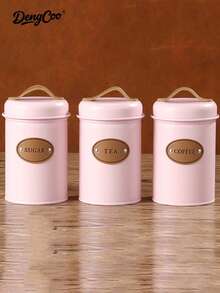 Dengcoo 3 hộp kín, hộp cà phê, hộp trà, hộp đường, đồ ăn nhẹ, bình đựng trái cây khô có vòng đệm, hộp kim loại chống ẩm - Nhiều màu - Xem 5