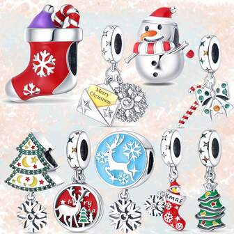 1 Piece Of Pure Silver Christmas-Themed Pendant Jewelry Featuring Cute Snowmen, Delicate Christmas Trees, Snowflakes, And Other Irregular Designs, Crafted For Women's Necklaces And Bracelets As Holiday Gifts