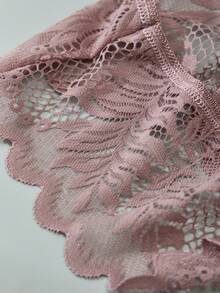 3条装必备女士低腰内裤，花卉半透明蕾丝设计，性感三角内裤，高品质蕾丝内裤，黑色、白色和粉色，V型款式，浪漫、优雅、简约风格，日常穿着，性感女士内衣。 - 彩色 - 查看 5