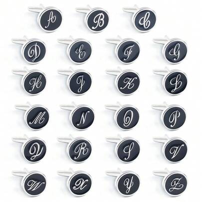 1 Pair Fashion Brass Letter A-Z Painting Enamel Cufflinks For Daily