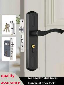 1 Set Adjustable Wooden Door Lock, Universal Home Use Bedroom Door Handle, Indoor Room Door Lock Hardware, Adjustable Lever Handle, No Drilling Required - Multicolor - View 13