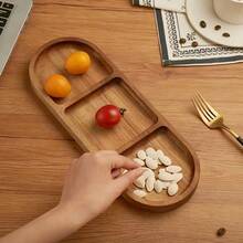 Vajilla de madera multiusos y ligera, bandeja de madera rectangular con rejilla, bandeja ovalada rectangular de madera, adecuada para cocina, exterior, restaurante, uso multiusos, decoración, exhibición de frutas, aperitivos, frutos secos