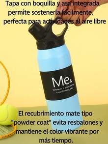 Botella térmica de acero inoxidable 950 ml. PYA-12 con tapa deportiva giratoria, doble pared aislante, mantiene bebidas frías y calientes 6 horas, diseños antiderrames, libre de BPA, ideal para oficina, gimnasio, viajes y uso diario - Azul - Ver 4