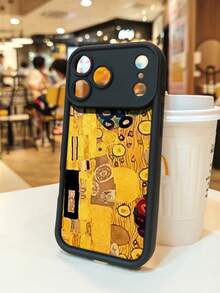 1 pieza funda de teléfono con diseño inspirado en arte clásico y detalles dorados sobre fondo cálido, estilo elegante y artístico ideal para amantes del arte moderno y lo sofisticado, TPU suave, protección completa antiimpacto y antideslizante, compatible con iPhone17 ProMax/16/15/14/13/12/11/Plus/Pro/ProMax, compatible con Galaxy A34/A35/A54/A55, Galaxy S20/S21/S22/S23/S24/S25 Ultra/Plus, compatible con Galaxy/Redmi/Honor/OPPO/ViVo - Marrón - Ver 5