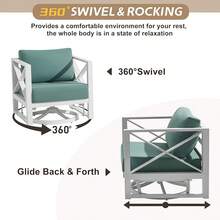 MBY Oversized Aluminum Patio Furniture Set,-Piece Outdoor Conversation Set With Swivel Rocking Chairs & Coffee Table, Modern Weather-Resistant Seating Deck,Yard,Balcony,Poolside-Brown - 白色 - 查看 5