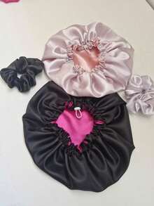 1 Black And Blue Double-Sided Satin Cap - 黑色 - 查看 2