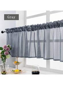 1 pieza Cortina de cocina moderna, lujosa y elegante para ventana pequeña, cortina de encaje de media altura - Gris - Ver 1