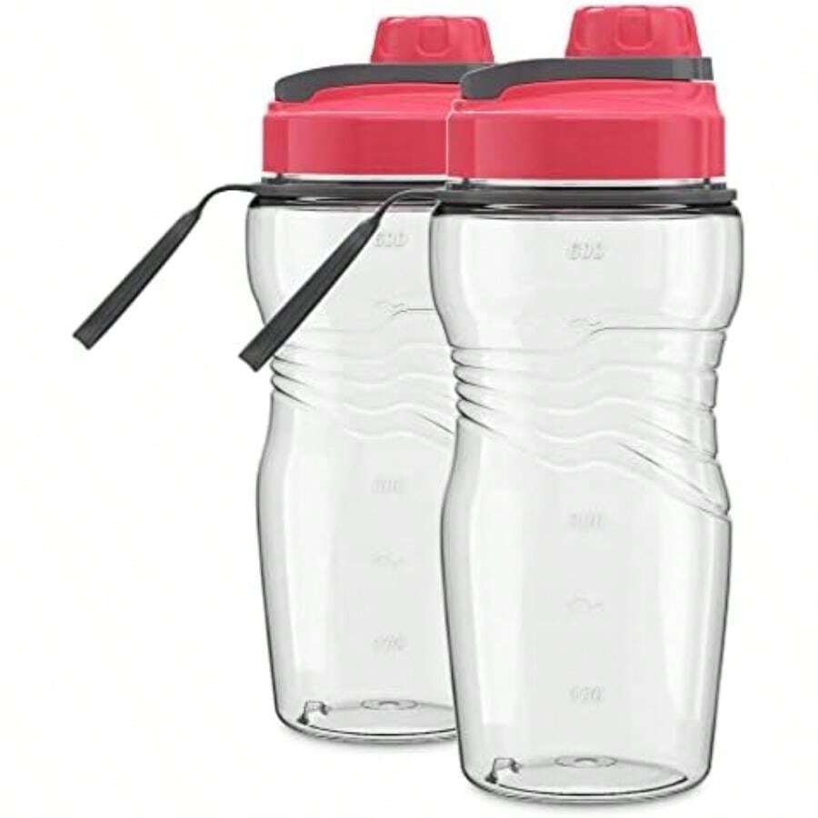 Torosqui Botella de Agua 650 ml 2 Pack – Libre de , Resistente y Duradera, Con Agarre Ergonómico y Diseño Cómodo para Deporte, Oficina o Uso Diario ()(Rosa) - Multicolor - Ver 1