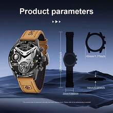 LIGE 男士商务腕表，1.39 英寸高清显示屏，运动计时，无线，数字显示，电子，智能，日历，IP67 防水，圆形表盘，无线通话，遥控，照片信息，智能提醒 - 黑色 - 查看 9