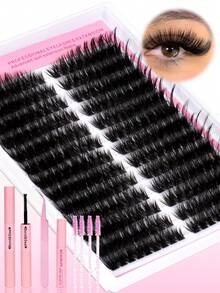 822pcs, 234pcs, 216pcs, 168pcs Individual False Eyelashes Set, 10-18mm Mixed Individual False Eyelashes Set, Includes Eyelash Glue, Sealer, Eyelash Tweezers, Eyelash Brush, Suitable For Daily Commute Or Festival Celebration DIY Eyelash Makeup Design - Black - View 11