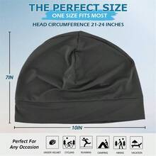 Skull Cap Helmet Liner Men Women, 4 - Pack Silky Hair Cap Lightweight Beanie Hat Sleeping Workout Summer - 4 Gris Oscuro - Ver 5