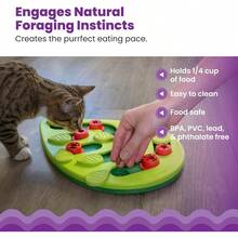 By Nina Ottosson Rainy Day Puzzle And Play Interactive Treat Puzzle Feeder For Cats 19 Hidden Treat Compartments Slow Feeder Durable And Easy-Clean 15.4 Inches Gray - Buggin Out - 查看 4