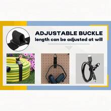 Heavy Duty Adjustable Cable Management Straps - Black, Wall Mountable Cable, Hose And Rope Organizer Holder, Storage Hooks, Extension Cord Organizer, Garage Cable Management And Outdoor Backpack Use - Heavy Duty Adjustable Triangular Buckle Strap Compatible With Cables/Tapes - Multipurpose Storage For Organizing Cables, Wires, Hoses - Durable Cable Management System For Office, Workshop - Multicolor - View 3