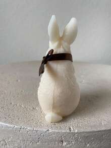 1个兔子造型香薰蜡烛模具，DIY创意可爱兔子装饰硅胶模具，节日家居装饰/礼品装饰环氧树脂模具，手工铸造模具，复活节艺术装饰石膏模具 - 白色 - 查看 8