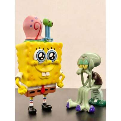  1pc Premium Large Solid Spongebob Squarepants Plump Starfish Octopus Figurine, Desk Decor, Car Ornament, Cute Cartoon Birthday Gift (Handmade Dyed May Have Flaws)