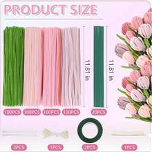 100/400pcs Handmade Tulip Twist Tie Bouquet Craft Supplies DIY Floral Making Kit - Multicolor - View 4