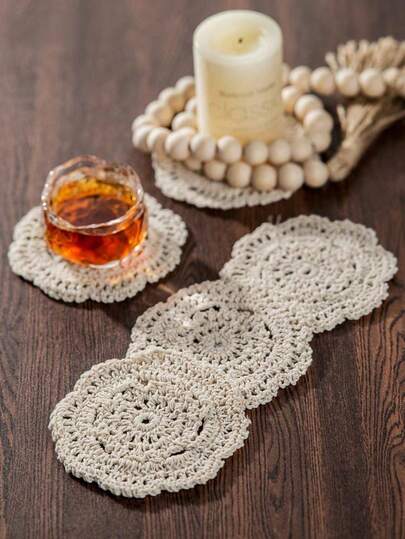 5pcs Coasters, Placemats, Crochet Lace Coasters, Handmade Bowl Pads, Tablecloth, Vintage Tabletop Decor Mats, Best Gift For Birthday, Graduation
