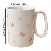 كوب سيراميك مزين بفيونكة، كوب جميل للطلاب/الاستخدام المنزلي، سعة كبيرة، هدية، كوب شاي/ماء - متعدد الألوان - مشاهدة 4