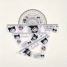 1 set de 4 pièces, Règles Sanrio [Autorisé] Ensemble de 4 règles Kuromi, Règle multifonctionnelle transparente Hello chat de 15 cm, convient pour les fournitures scolaires et de bureau - Multicolore - Voir 2