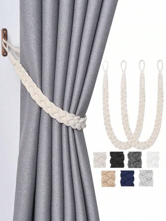 1pc/2pcs/4pcs Handmade Braided Rope Curtain Tie Backs, Multiple Colors & Sizes Available, Suitable For Curtain Fixing
