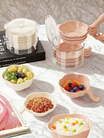 5-Piece Multifunction Dipping Sauce Tray With Storage Box, Suitable For Sauces, Vinegar, Seasonings, Etc. - Perfect For Home, Dormitories, Kitchens, Restaurants, And Hotels - Compact And Convenient Tableware Accessory