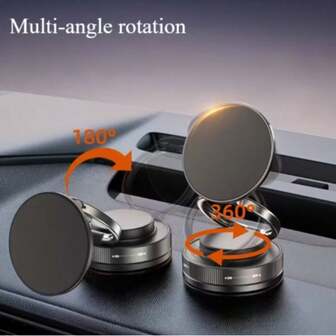 1pc Car Magnetic Phone Holder, Adjustable Rotatable Double-Sided Adsorption, ABS Material, Black, Non-Premium, Hands-Free Phone Mount, Improve Driving Safety And Comfort, Hands-Free Driving Accessory