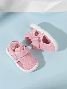 New Kids' Summer Breathable Soft Bottom Hook And Loop Closed Toe Sandals - Pink - View 5