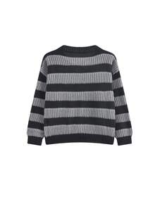 Casual Contrast Color Striped Dropped Shoulder Loose Knit Sweater, Autumn/Winter - Black - View 3