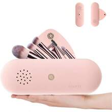 Funda para Brochas de Maquillaje, Bolsa de Maquillaje de Silicona, Soporte para Brochas de Maquillaje de Viaje, a Prueba de Polvo y Transpirable, para Viajes y Uso Domstico Rosa - Rosa - Ver 1