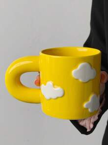 1 pieza Taza con diseño de nube en 3D estilo Ins, taza de cerámica de gran capacidad de color macaron, taza de café y desayuno creativa, taza de agua para parejas