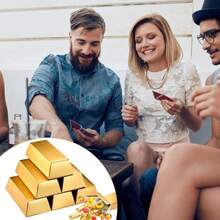 12/24pcs Gold Bar Fake Gold Bar Gift Box, Gold Color Gift Box, Foil Paper Box, Paper Gold Brick, Casino Pirate Theme Party - Multicolor - View 7