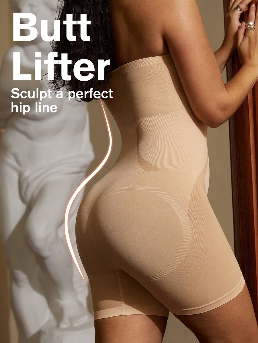 1pc Women Shapewear Shaper Tummy Control Flat Sheath Slimming Waist Trainer Butt Lifter Shorts Underwear Lingerie Briefs Bustier Shapewear Bodysuit MOVWIN - Apricot - View 1