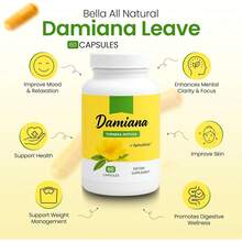 Bella All Naturals Damiana Leaves, 100% Pure Turnera Diffusa Herbal Tea, Traditional Aphrodisiacs & Mood Enhancer, Natural Stress Relief & Digestive Support - 黑白2 - 查看 6