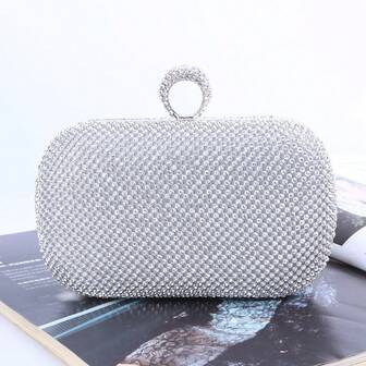 镶钻晚宴手拿包，手工水晶圆环造型正式手提包，厂家直销