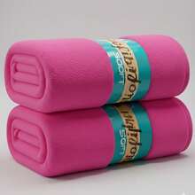 Microfiber Blanket, Double Size, Hypoallergenic, Printed And Plain, Warm - Hot Pink - View 1